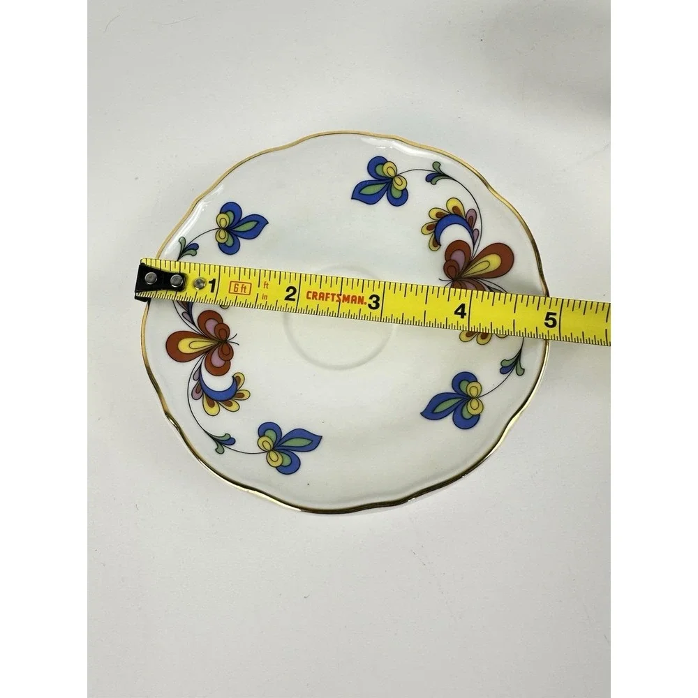 Porsgrund Farmer's Rose Demitasse Cup & Saucer Norway Porcelain Gold Trim